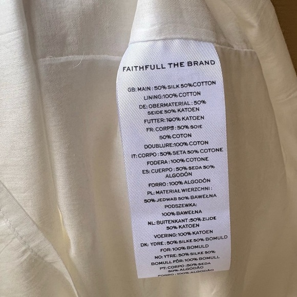 Faithfull the Brand Teatro Midi Dress in White Size US12 or AU 16/ XXL - Picture 9 of 9